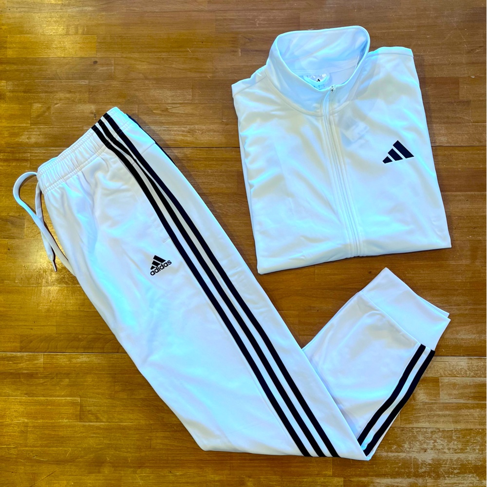 ADIDAS Essentials White 3-Stripes Track Suit - Picture 12 of 12
